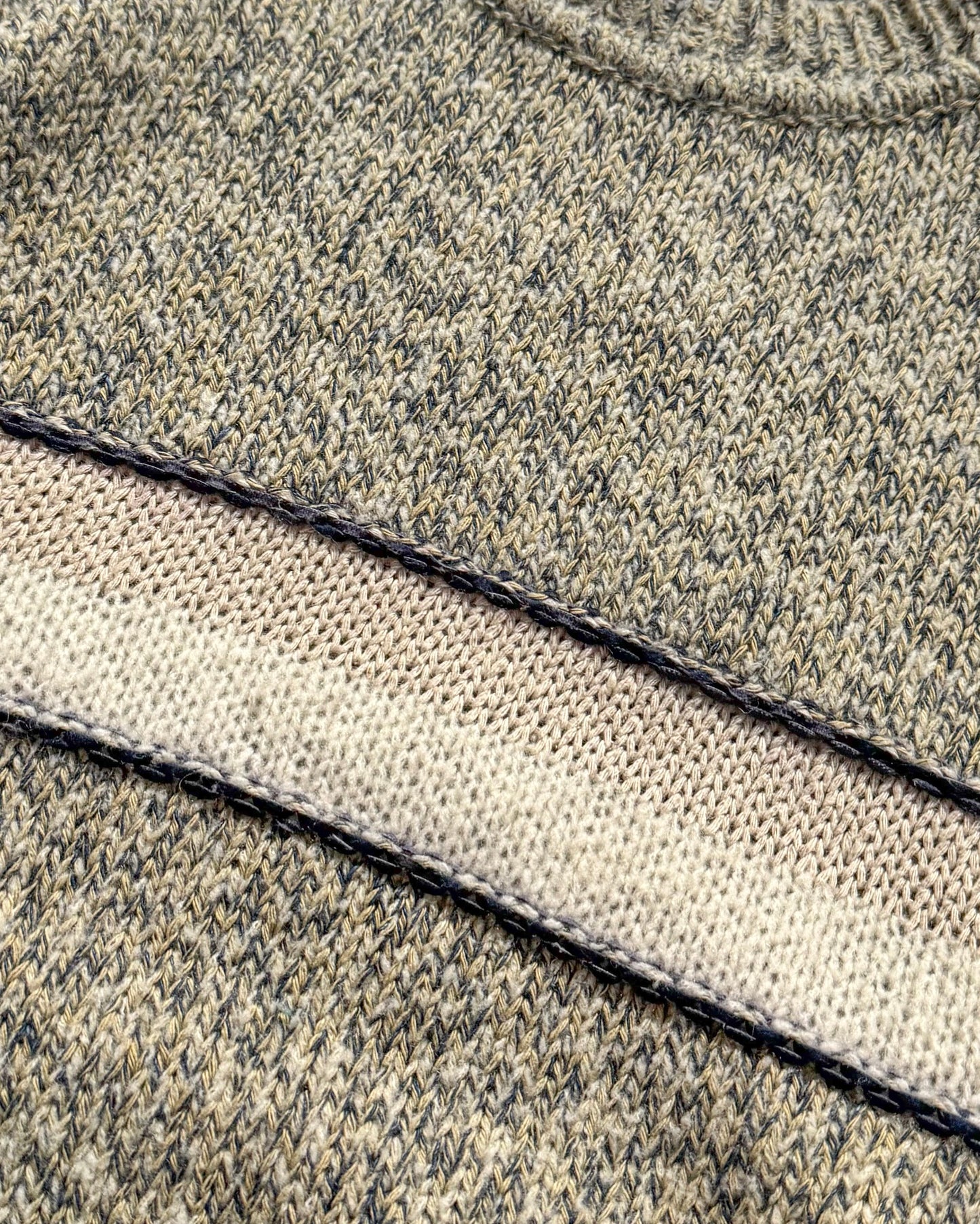 90s Multi Tone Weave Striped Pattern Knit Jumper (~M ~ )