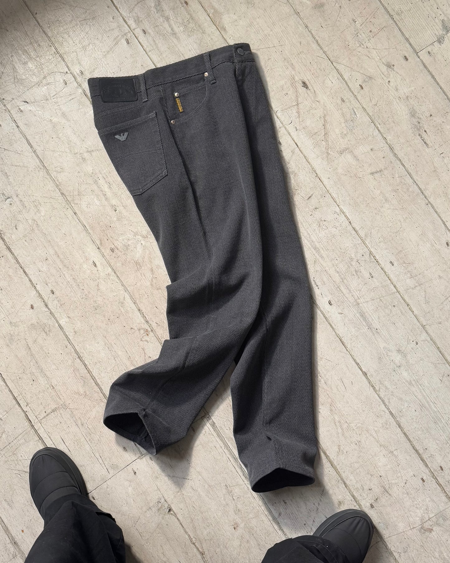 Early 2000s Eco-stone Diagonal Weave Textured Grey Pants / Trousers  (28~30)