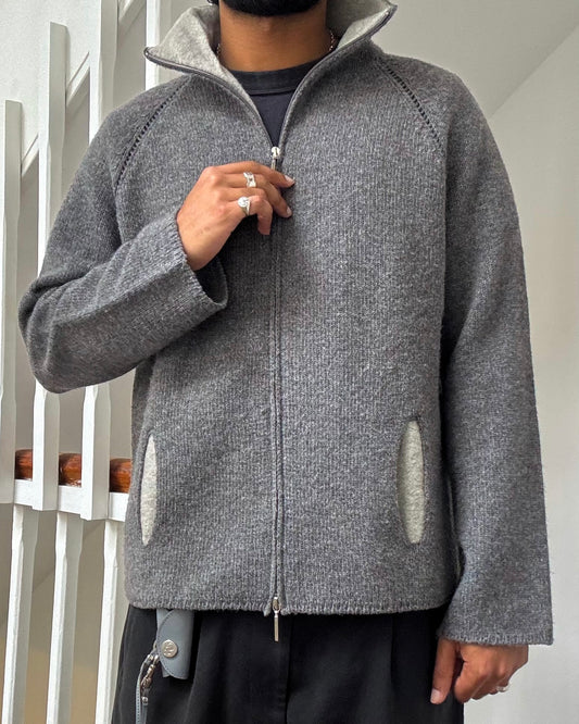 Knit Zip Up with Cutout Style Pockets