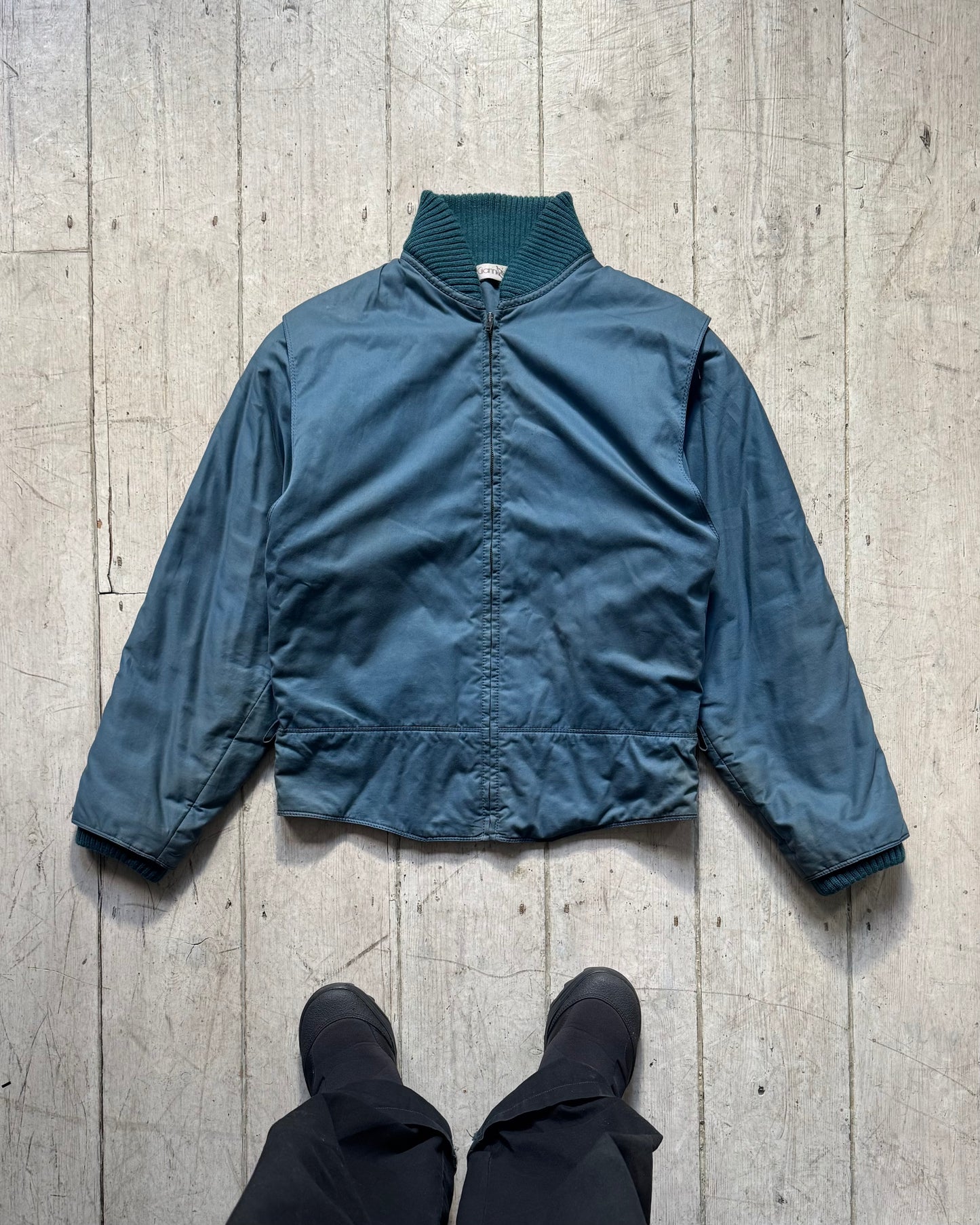 80s Steel Blue Back Point Panelled Jacket (M~L)