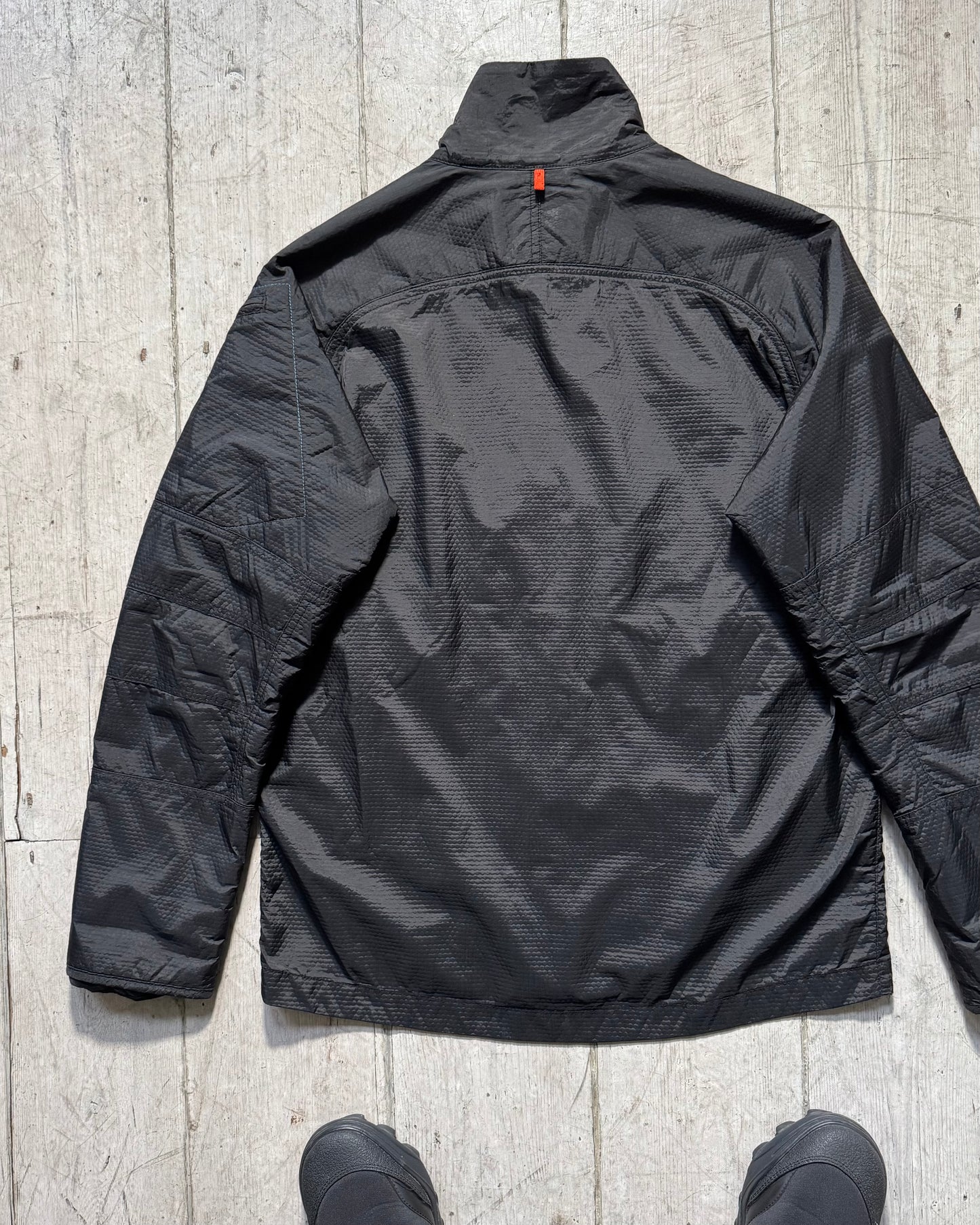 2000s  Custom Nano Sphere Textured Fabric Panelled Sleeve Pocket  Jacket (~M~)