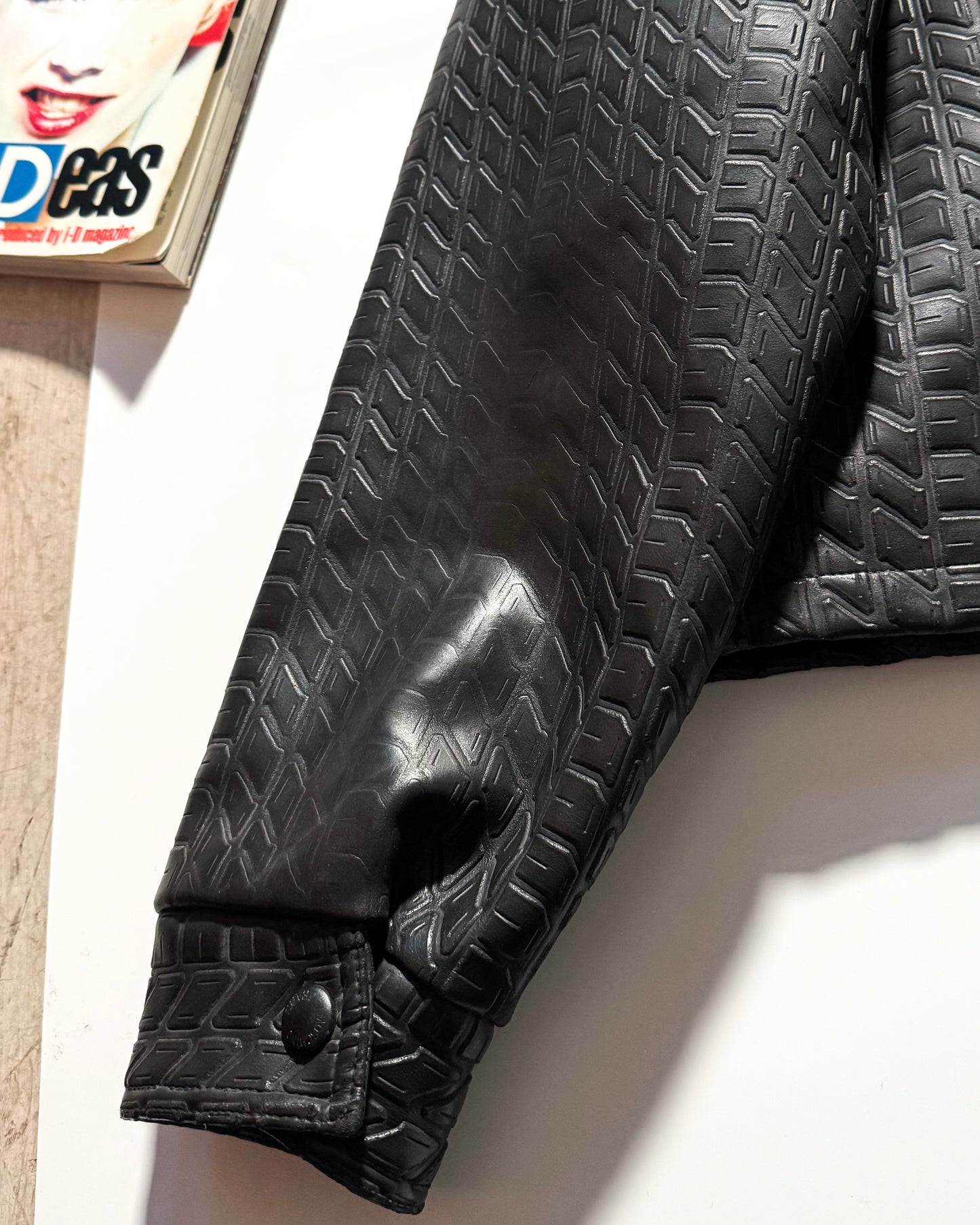 90s Moto Faux Tyre Effect PVC Jacket  (~L~)