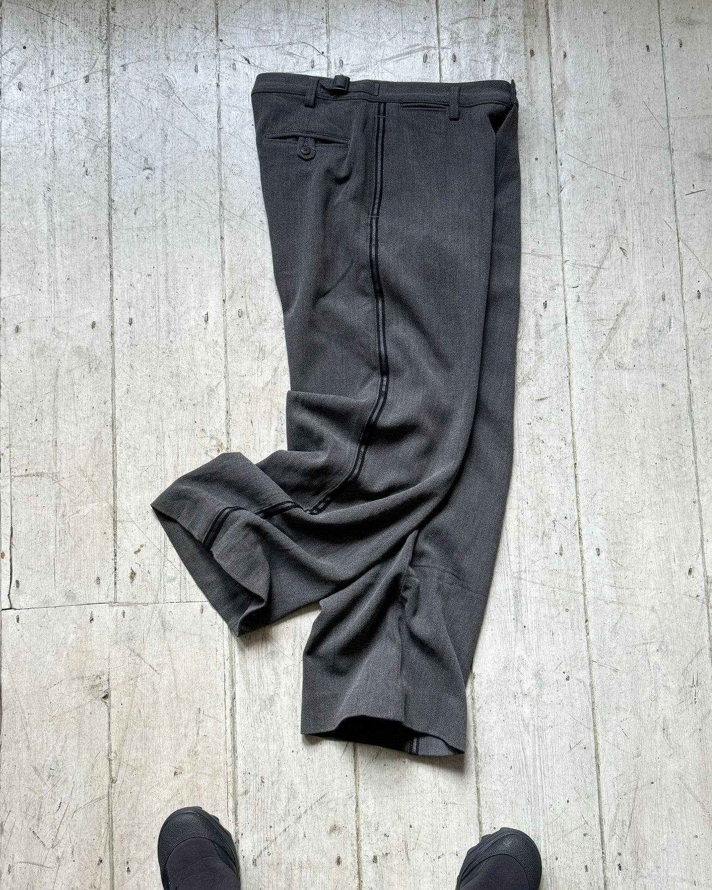 2003 Side Stripe Grey Virgin Wool / Cotton Blend Pants  (30~31)