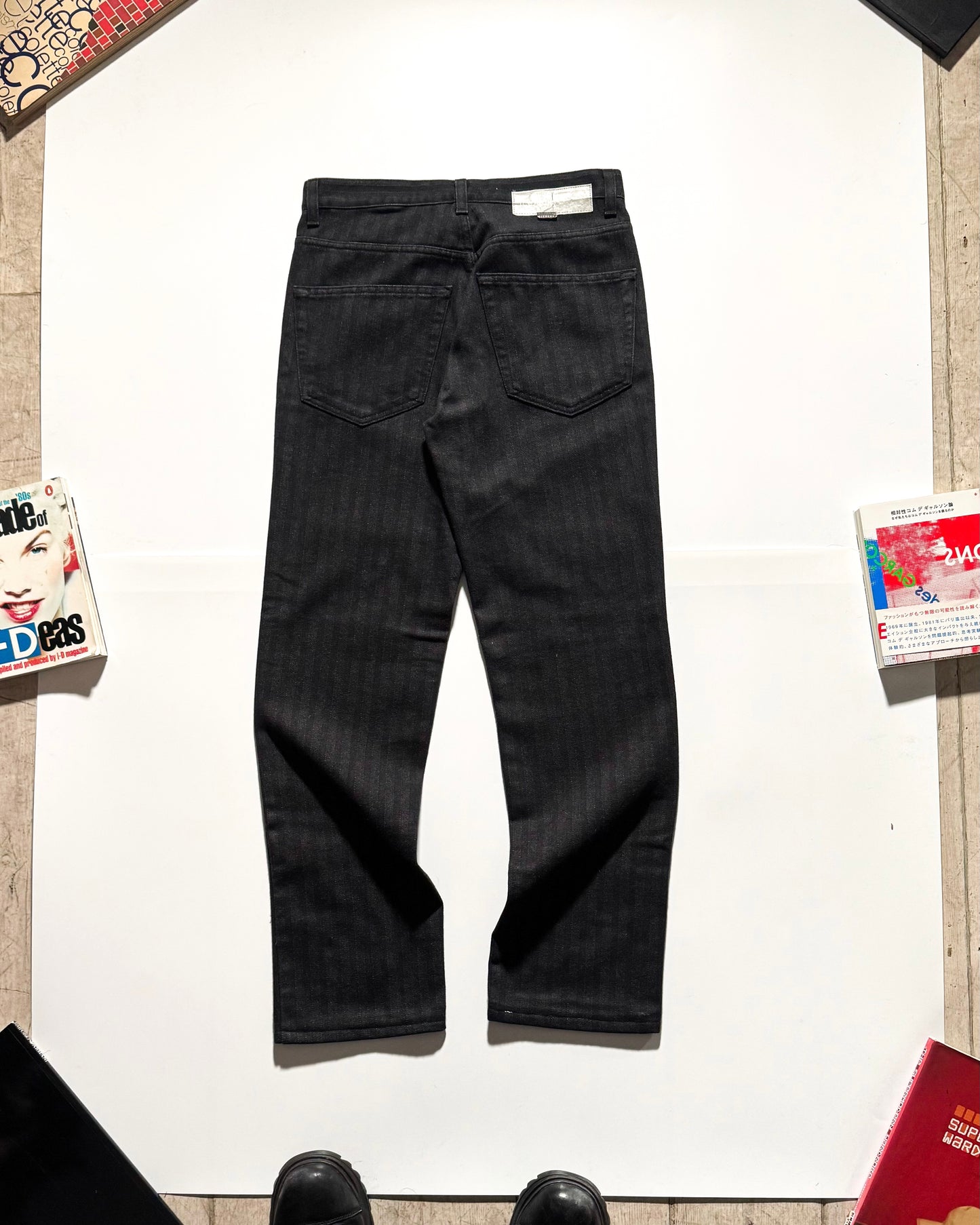 Early 2000s Tonal Jacquard Striped Slim Jeans (28~29)