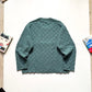 2001 Tonal Grid Pattern Washed Teal Knit Jumper (~M~)