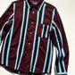 2002 Maroon Blue Black Vertical Striped Shirt (~M~)