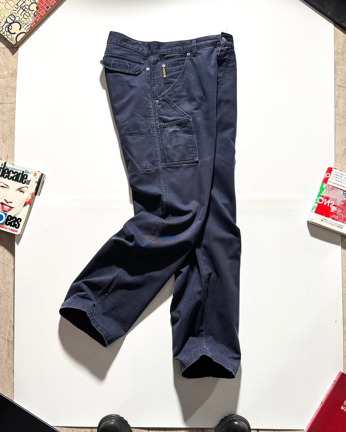 90s Washed Navy Front Carpenter Style Detail Pants  (30~32)