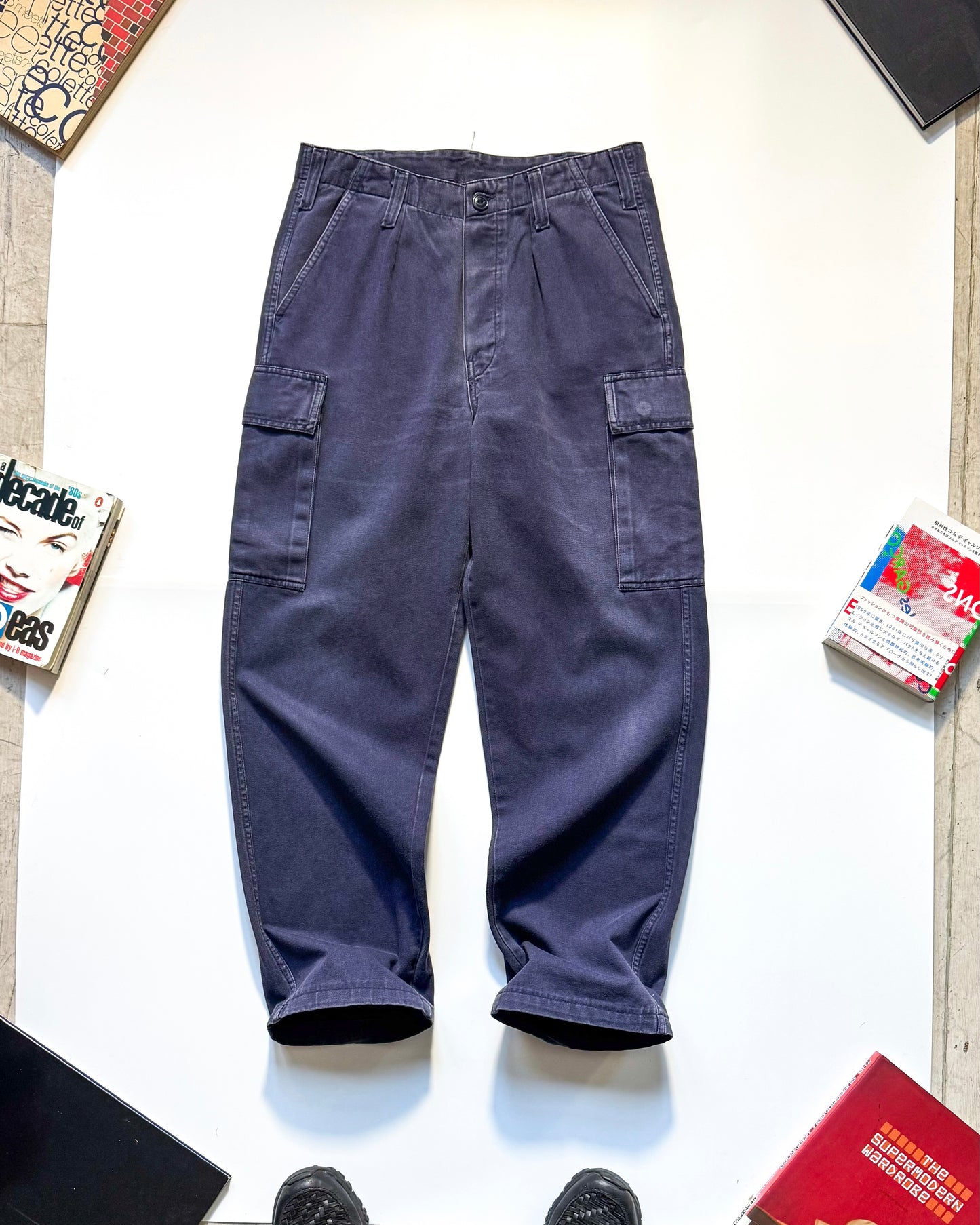 90s Washed Navy Darted Cargo Pants (29~31)