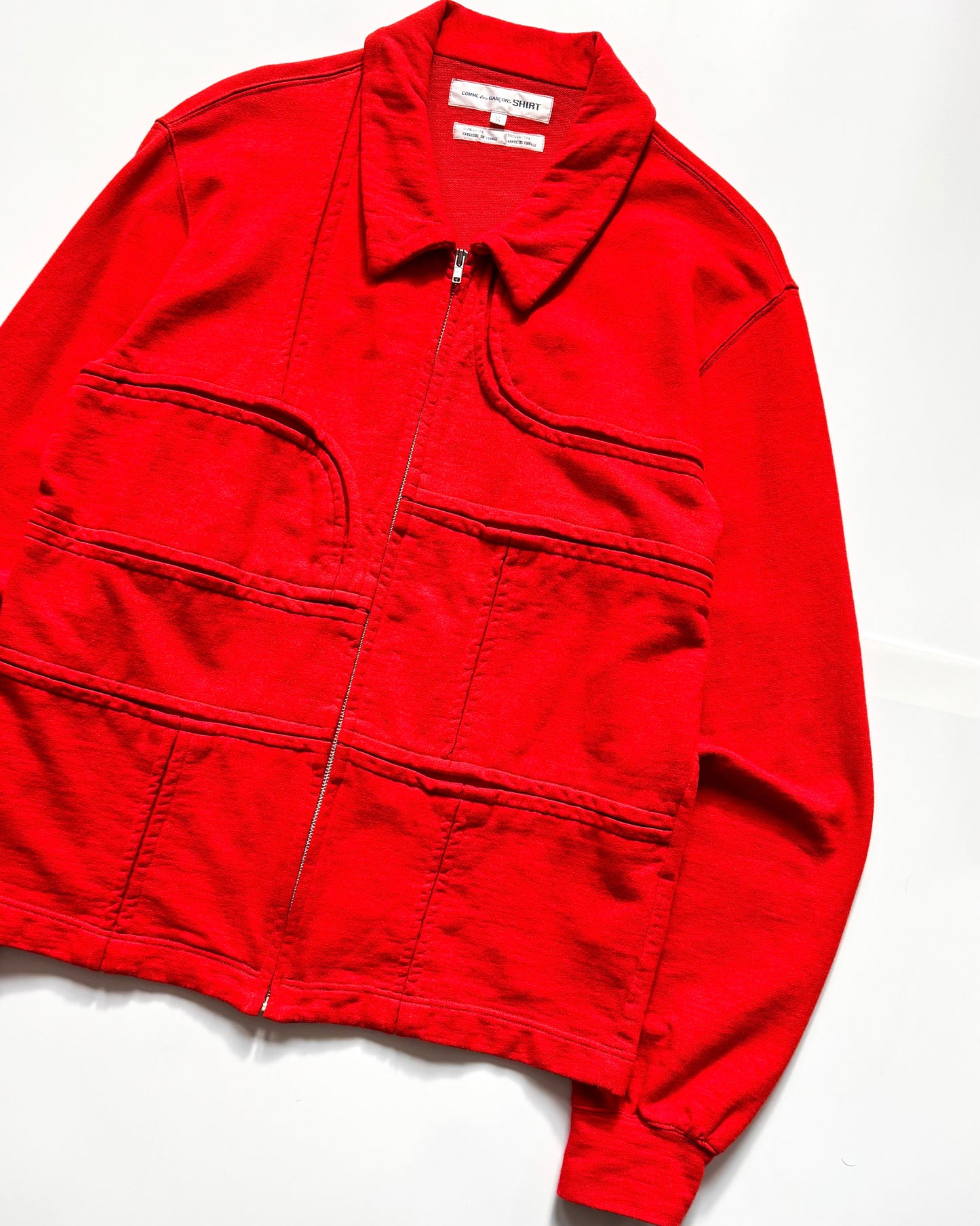 AW01 Tectonic Panelled Red Jersey Work Jacket (M~L)