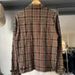 2004 Crinkled Brown Red Black Plaid Work Jacket (S~M)