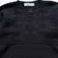 90s Black Tile Style Half Tonal 3-D Pattern Green Checkered Knit Jumper  (~M~)