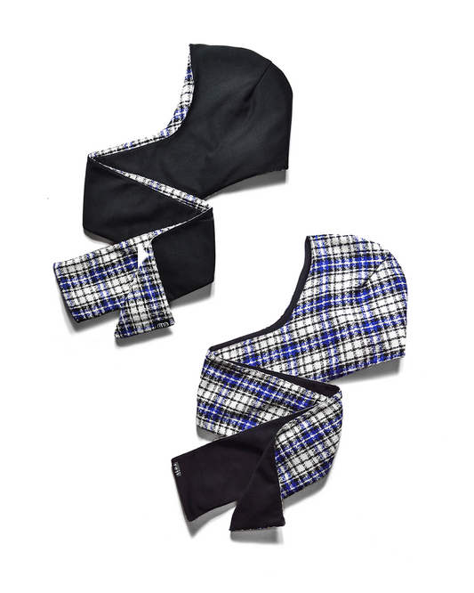 Blue Plaid / Black Reversible Scood Harf (OS)