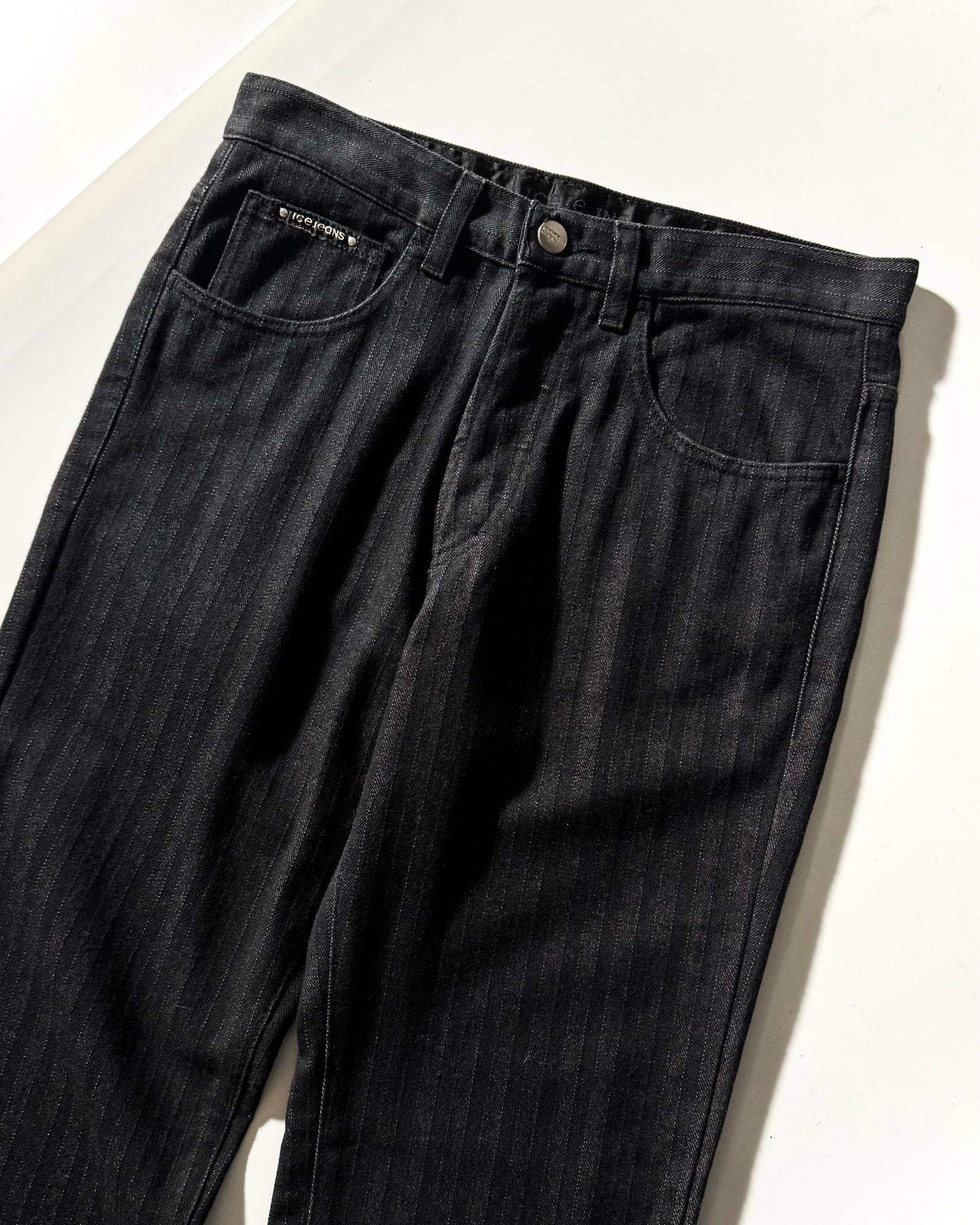 Early 2000s Tonal Jacquard Striped Slim Jeans (28~29)