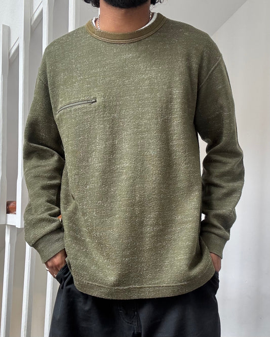 Heather Green Zip Pocket Light Weight Jumper (M~L)