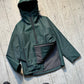 2000s Iridescent Deep Green Fleece Lined Side Zip Technical Jacket (~M~)