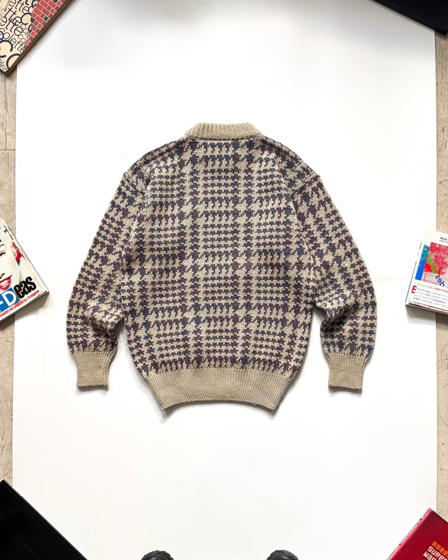 80s Separates Knitwear Multi- Tone Pattern Knit Jumper (~S~)