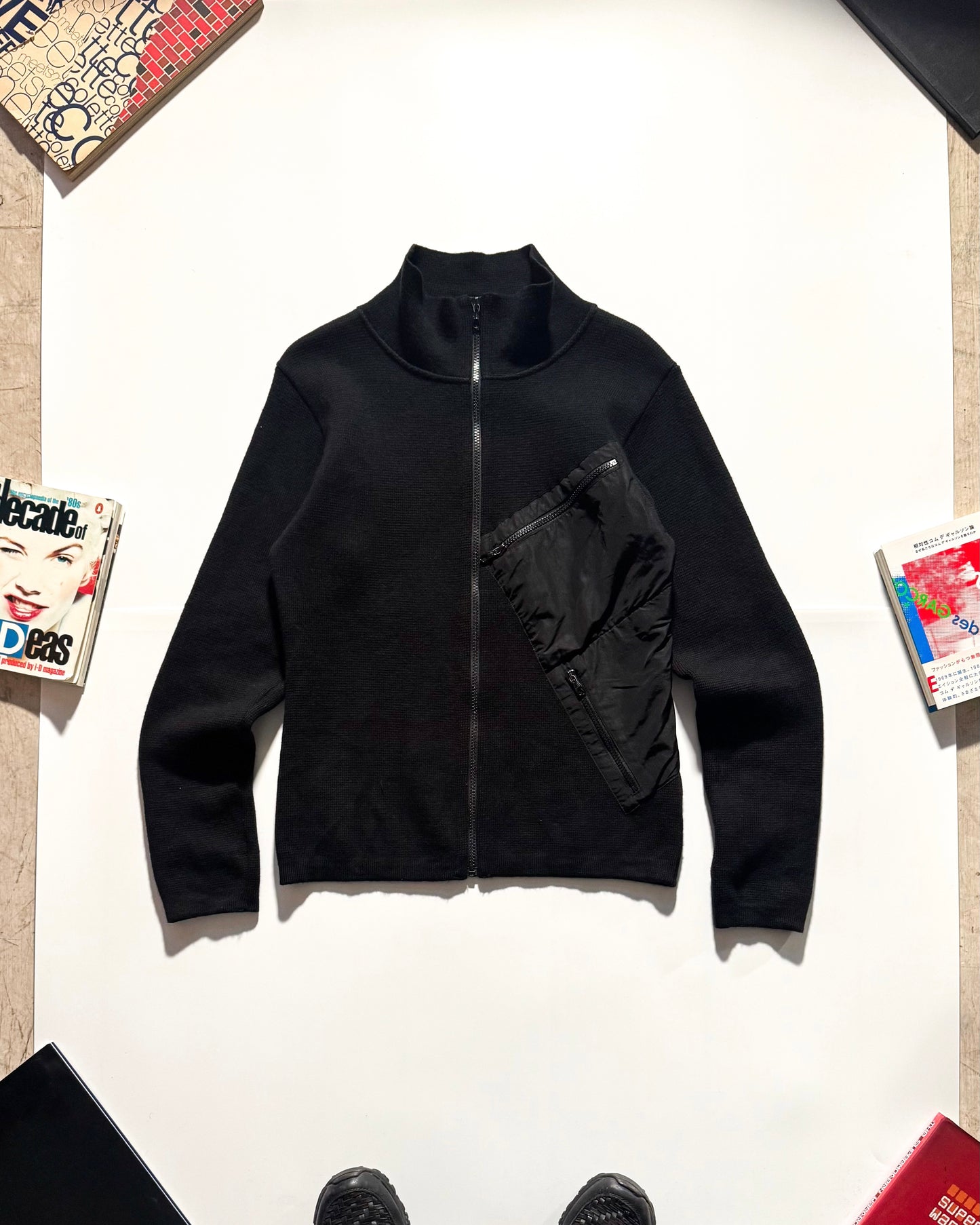 AW2000 Asymmetrical Patch Pocket Zip Up  Knit Jumper ( ~S~ )