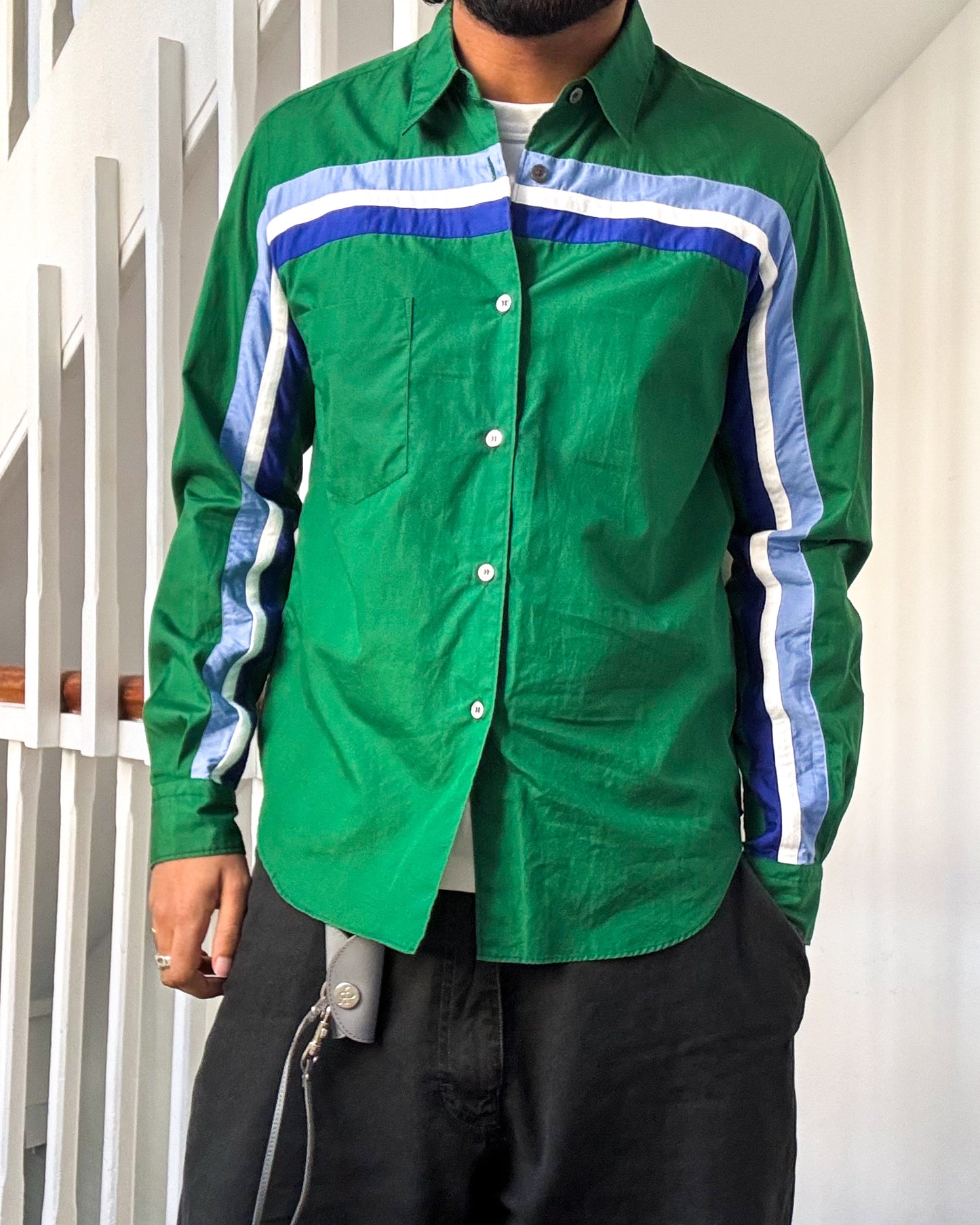 2005 Green Blue Strip Shirt (~S~)