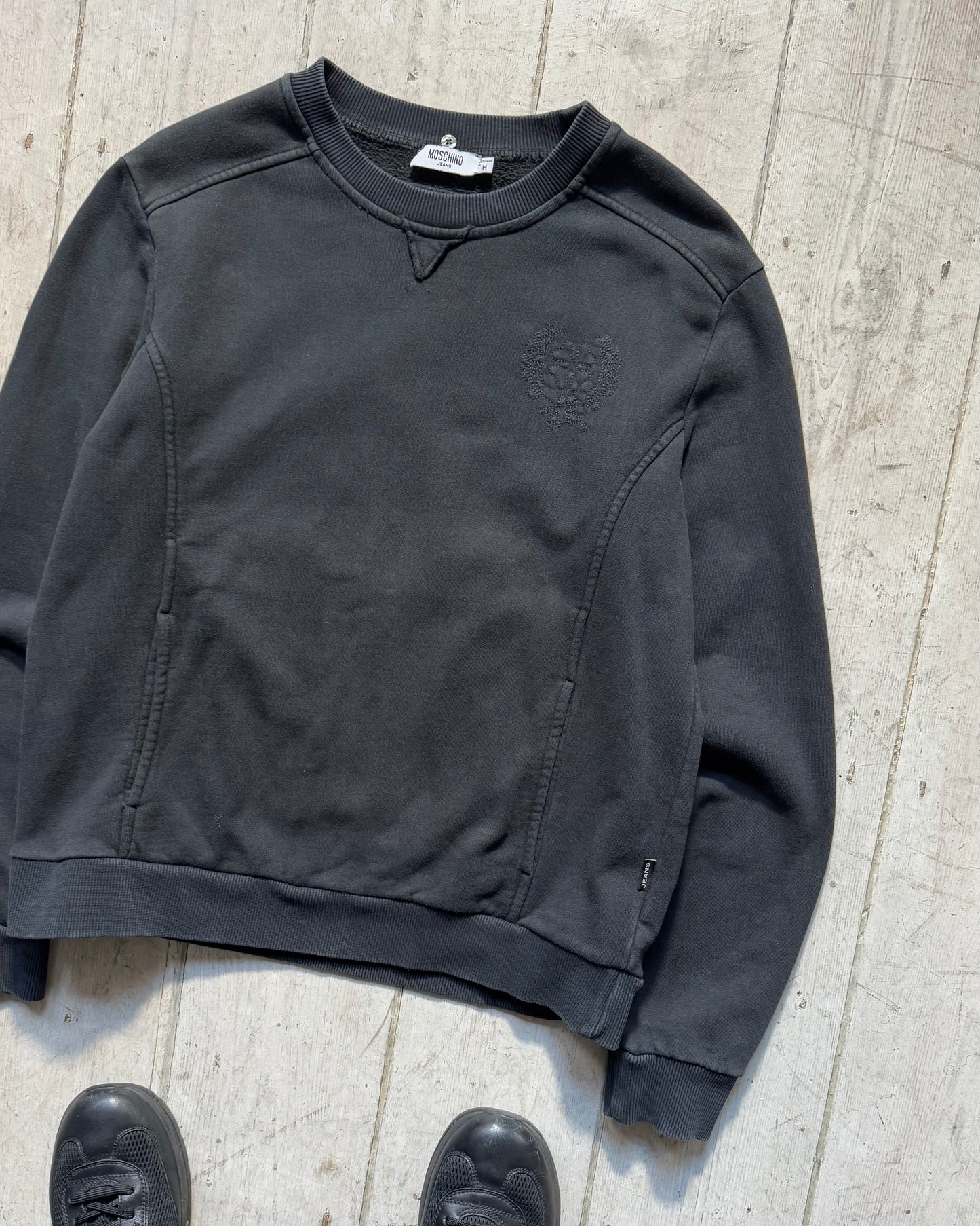 Early 2000s Washed Black Panelled Jumper (~M~)