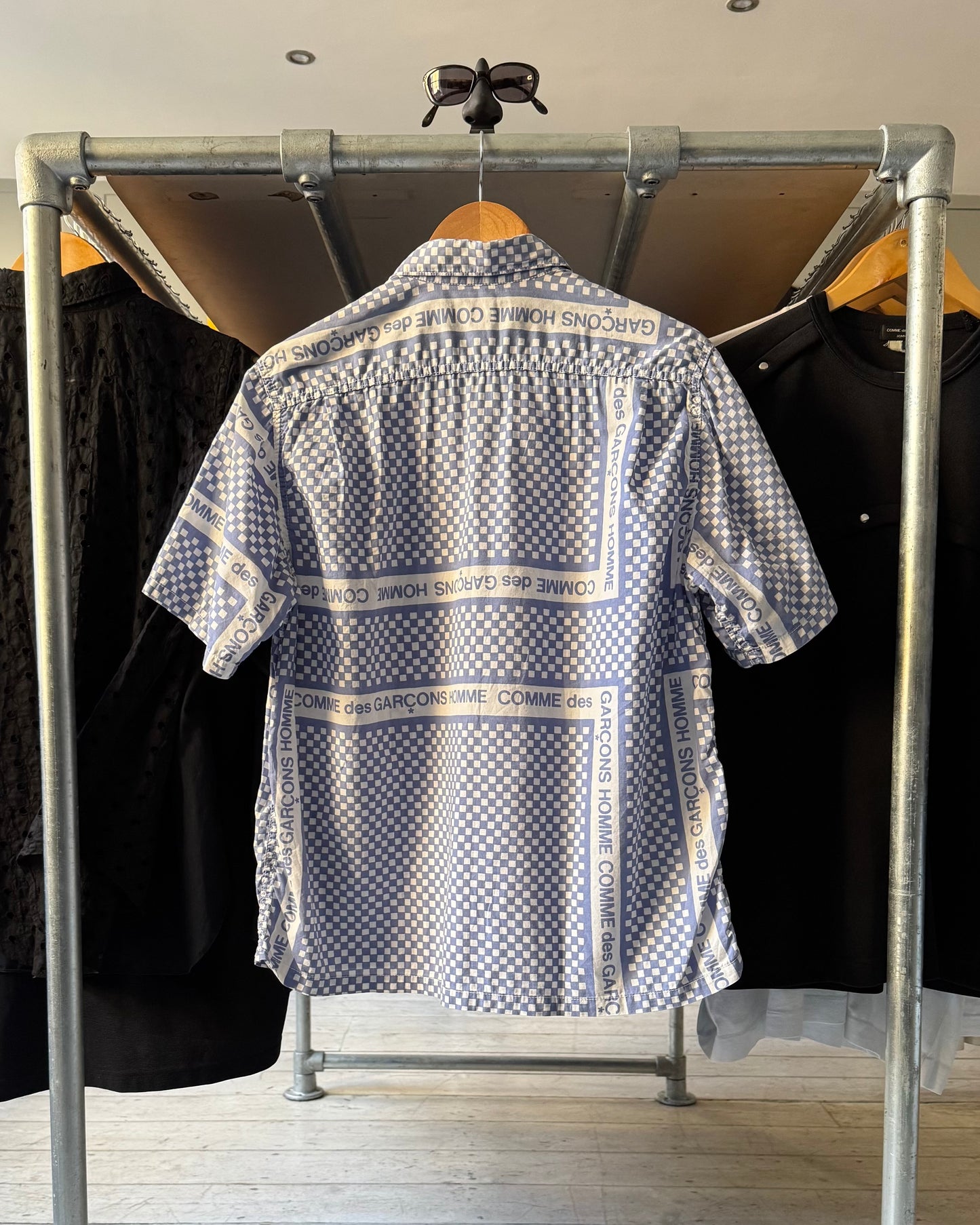 2003 Blue Gingham Logo Check Shirt  (M~L)