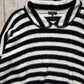 2012 Peter Pan Neck Black White Striped Fleece Jumper  (M~L)