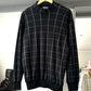 80s Grid Black / Grey Mockneck Knit / Jumper (M~L)