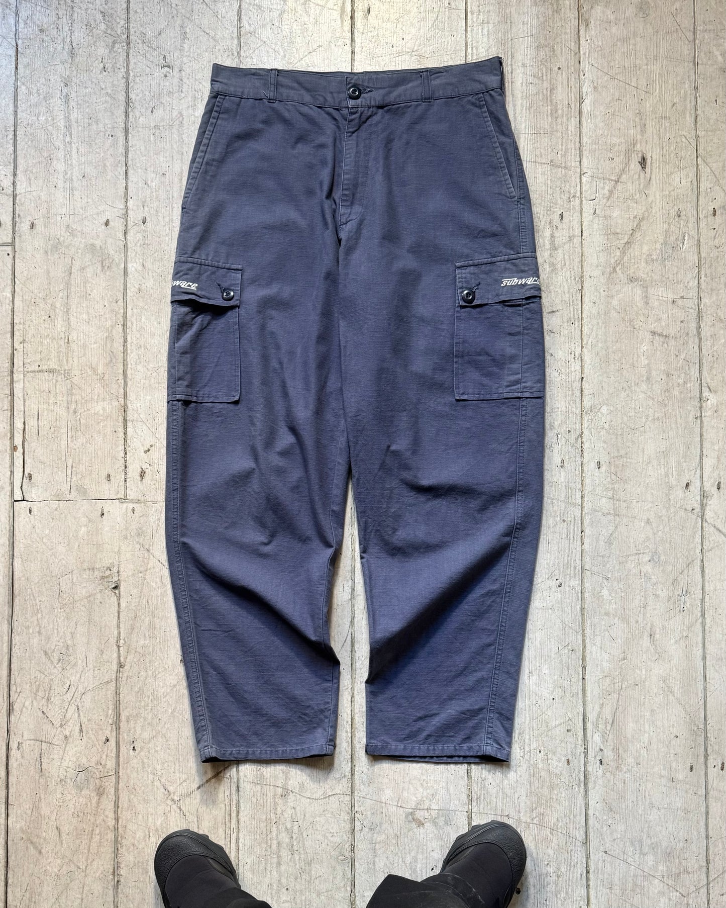 Early 2000s Washed Blue Ripstop Cargo Pants (32-34)