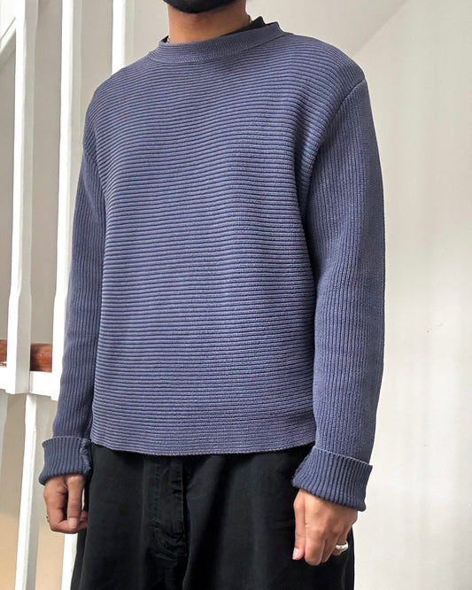 SS01 Horizontal Rib  Cold Grey Knit Jumper ( S~M)