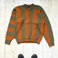 SS1992 Sage / Orange Diagonal Striped Asymmetrical Single Raglan Knit Jumper (~L~)