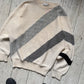 80s Cream Grey Diagonal Asymmetrical Stripe Knit Jumper  (~XL~)