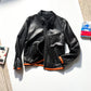 1999 Perforated Orange Trim Leather Jacket (~M~)