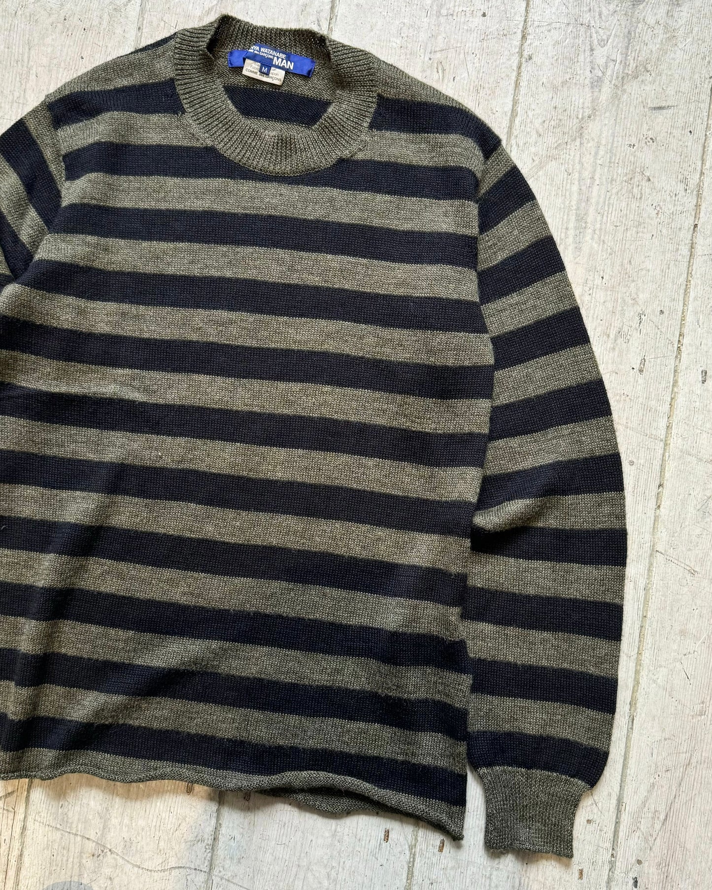 2013 Black / Washed Olive Striped Pattern Knit Jumper  (~M~)