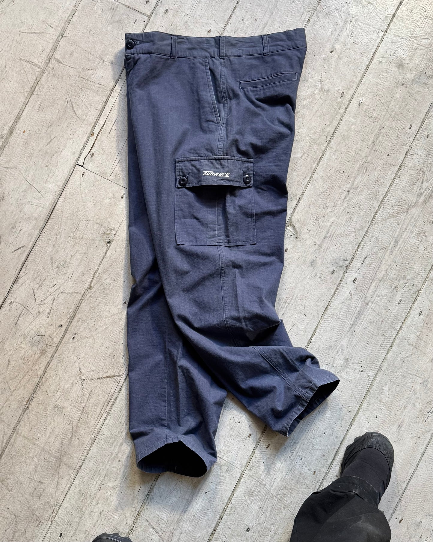 Early 2000s Washed Blue Ripstop Cargo Pants (32-34)