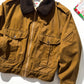 80s Detachable Fleece Collar Brown Military Style Jacket  (~M~)