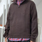 90s Heather Yellow Brown Quarter Zip Knit Jumper (M~L)