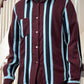 2002 Maroon Blue Black Vertical Striped Shirt (~M~)