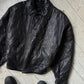 80s Black Triangle Quilted Studded Leather Asymmetrical Jacket Jacket (M~L)