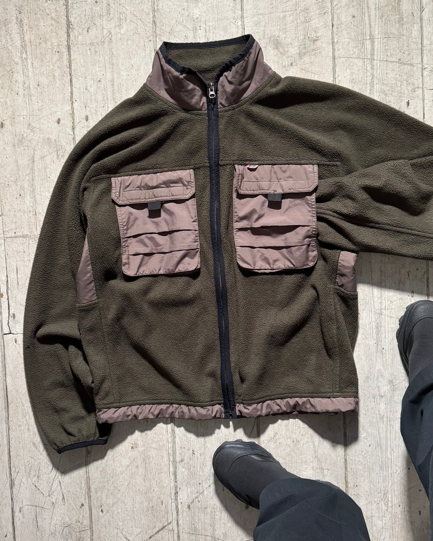 Nylon Cargo Panelled Olive Brown Fleece (~L~)