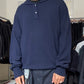 1989 Navy Round Neck / Peter Pan Neck Lightwieght Knit Jumper  (M~L)