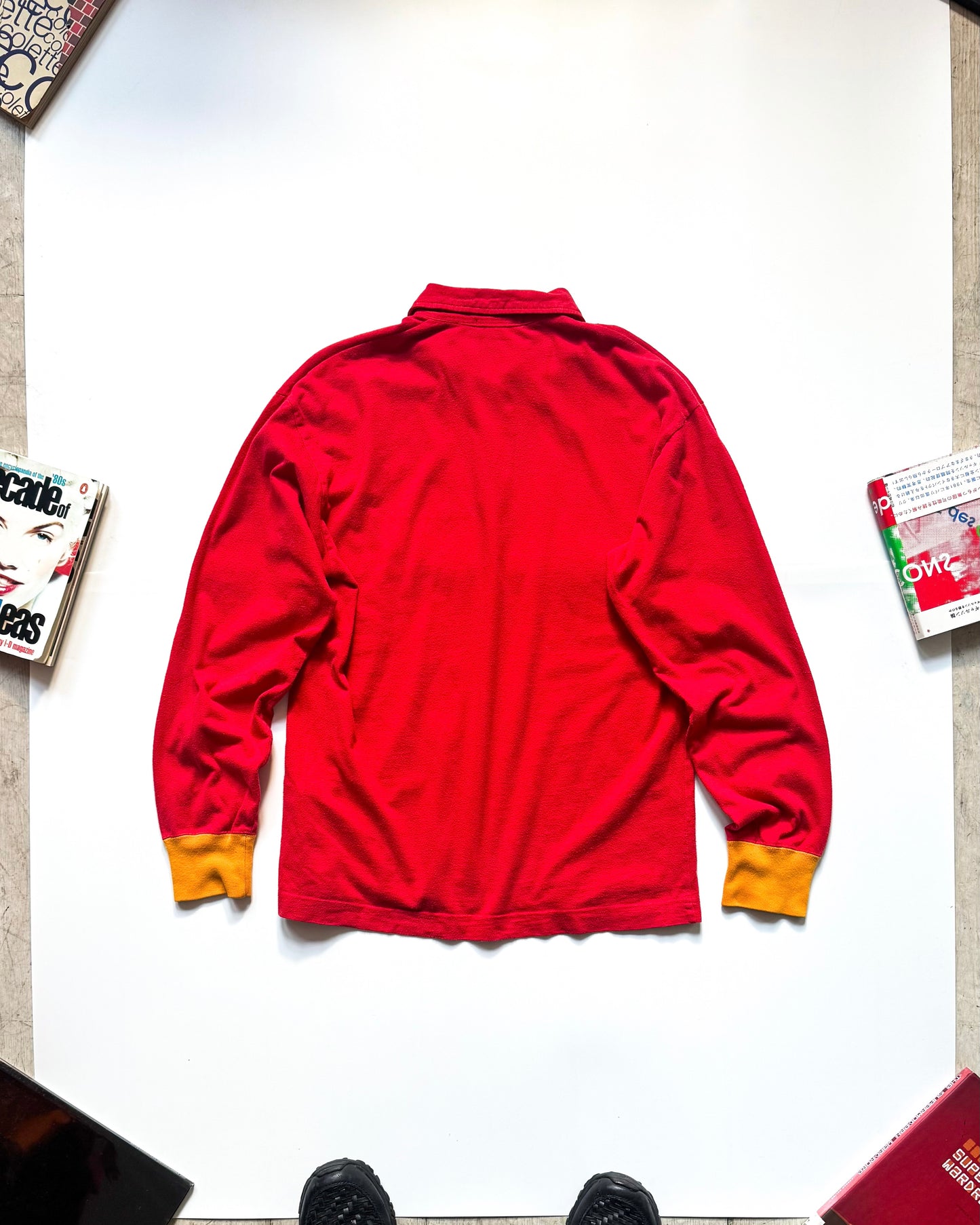 2005 Vintage Americana Sportswear Inspired Spellout Quarter Zip Long Sleeve Polo (S~M)