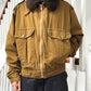80s Detachable Fleece Collar Brown Military Style Jacket  (~M~)
