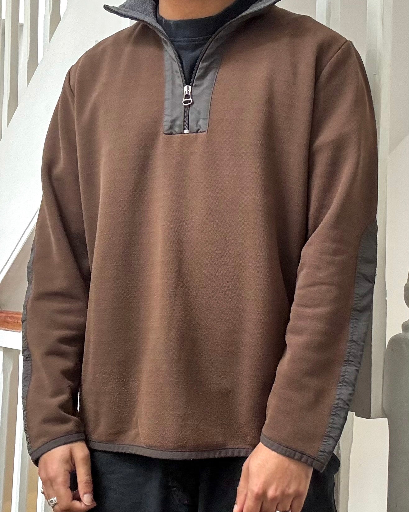 2000s Brown Panelled Quarter Zip Pullover (~ M~)
