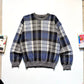 SS1993 Asymmetrical  Blue Black Plaid Knit Jumper Knit Sweater / Jumper (~M~)