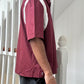 Early 2000s Mesh Shoulder Panel Burgundy Shirt  (M~L)