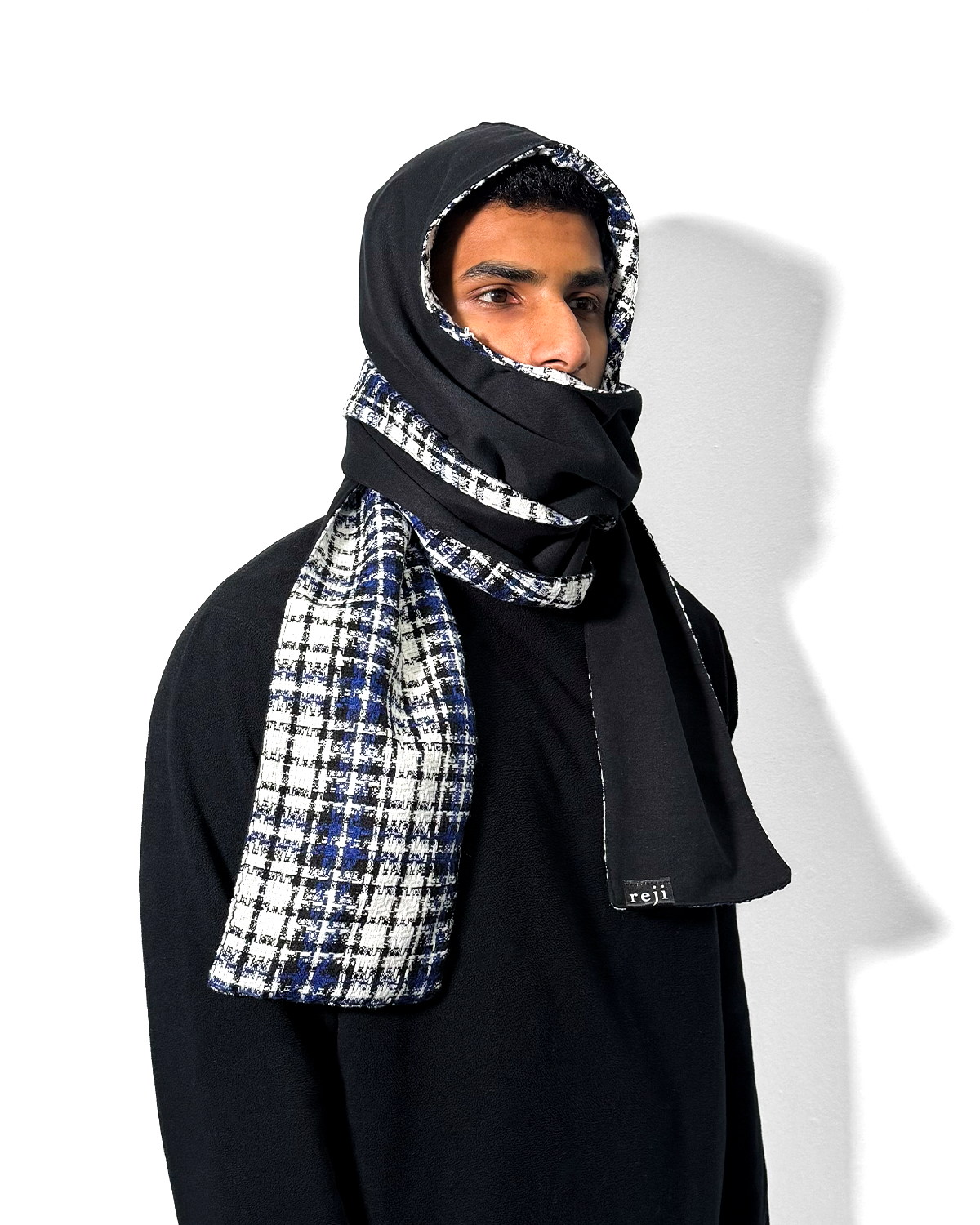 Blue Plaid / Black Reversible Scood Harf (OS)