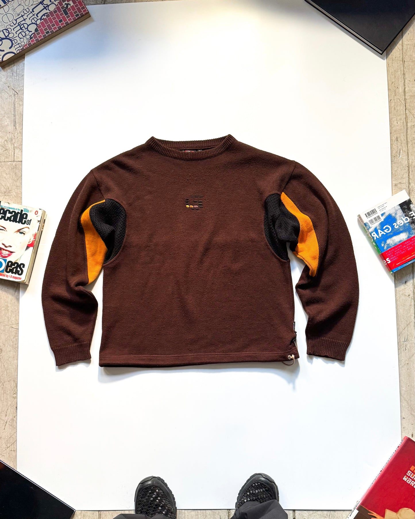 Brown / Orange Mesh Panelled Knit Jumper (M~L)