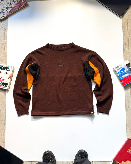 Brown / Orange Mesh Panelled Knit Jumper (M~L)
