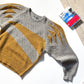80s Mustard / Grey 3-D Shoulder Blade Panel Zig Zag Knit (M~L)