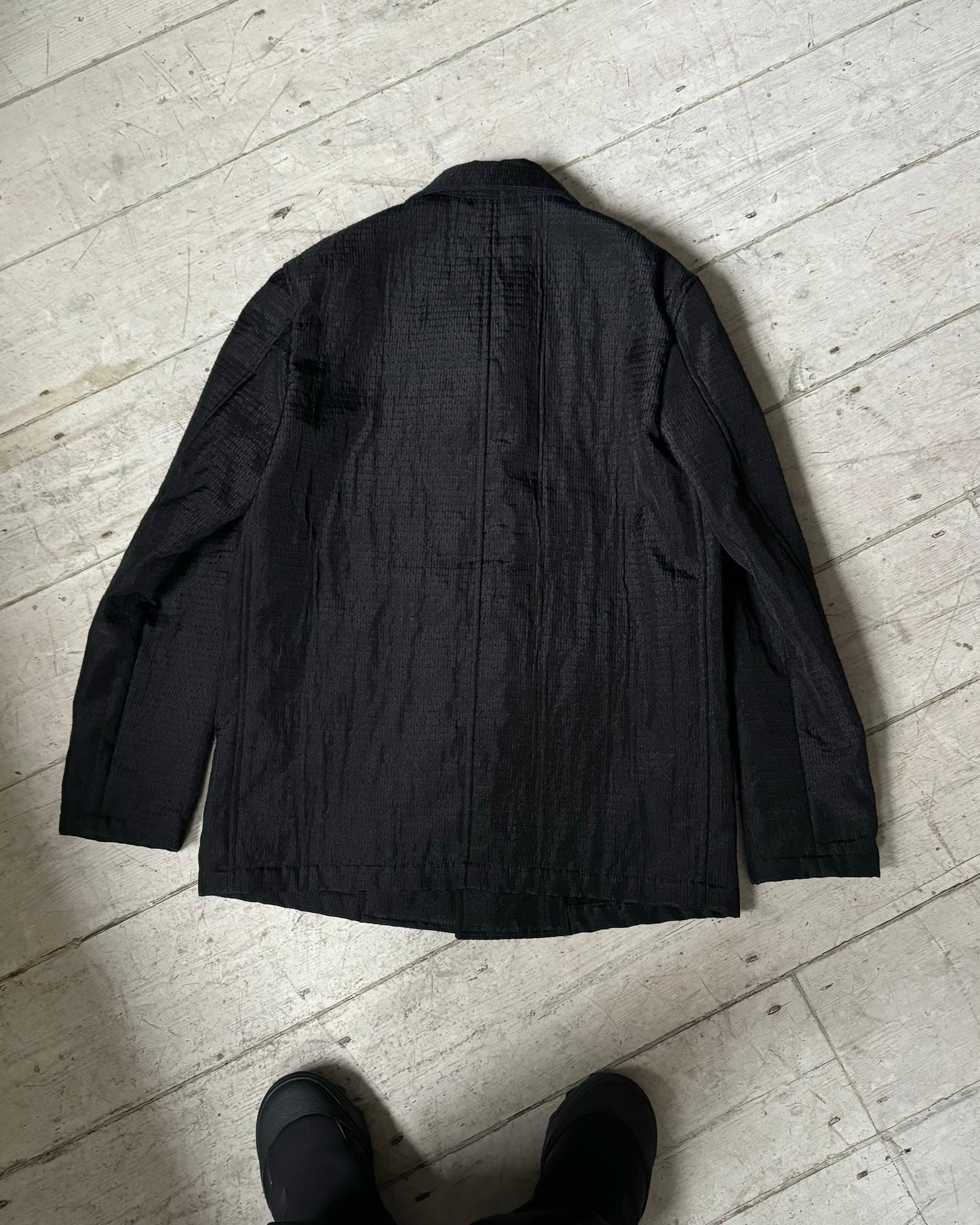 2002 Homme Textured Needle Punch Style Tonal Black Work Jacket (~M~)