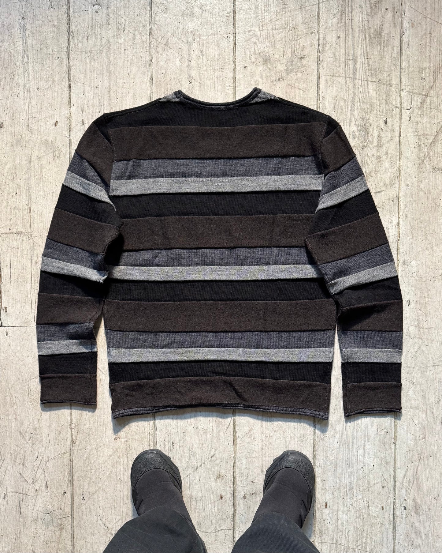 Autumn 2012 Greyscale 3- D Stripe  Knit Sweater / Jumper (S~M)